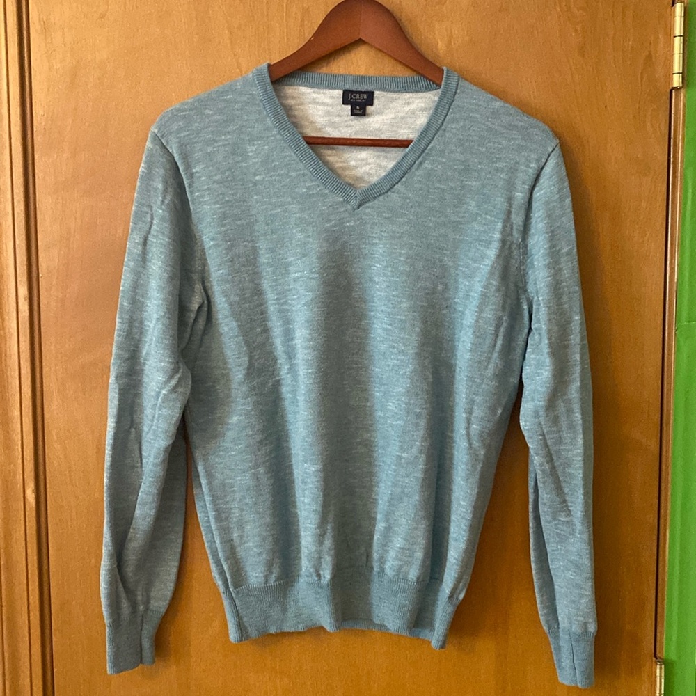 Jcrew heathered teal cotton sweater size S
